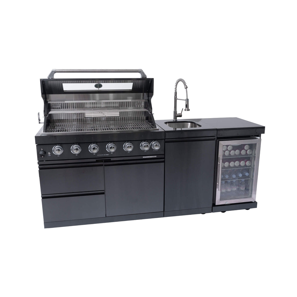 Castelle Flame 85K BTU Professional 6-Burner Outdoor Kitchen Suite with Black Granite (SAK23864)