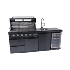 Castelle Flame 85K BTU Professional 6-Burner Outdoor Kitchen Suite with Black Granite (SAK23864)