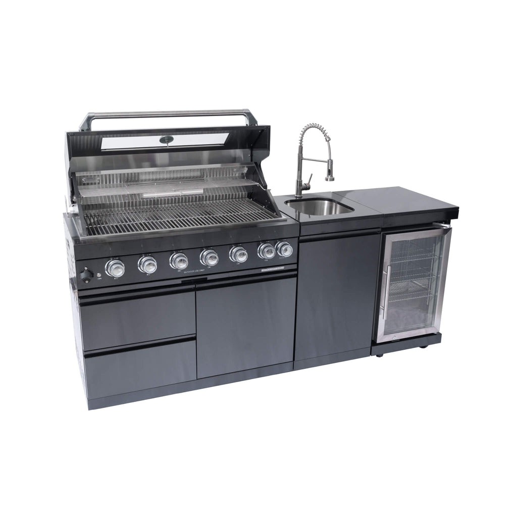 Castelle Flame 85K BTU Professional 6-Burner Outdoor Kitchen Suite with Black Granite (SAK23864)