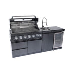 Castelle Flame 85K BTU Professional 6-Burner Outdoor Kitchen Suite with Black Granite (SAK23864)