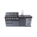 Castelle Flame 85K BTU Professional 6-Burner Outdoor Kitchen Suite with Black Granite (SAK23864)
