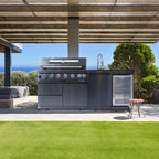 Castelle Flame 85K BTU Professional 6-Burner Outdoor Kitchen Suite with Black Granite (SAK23864)