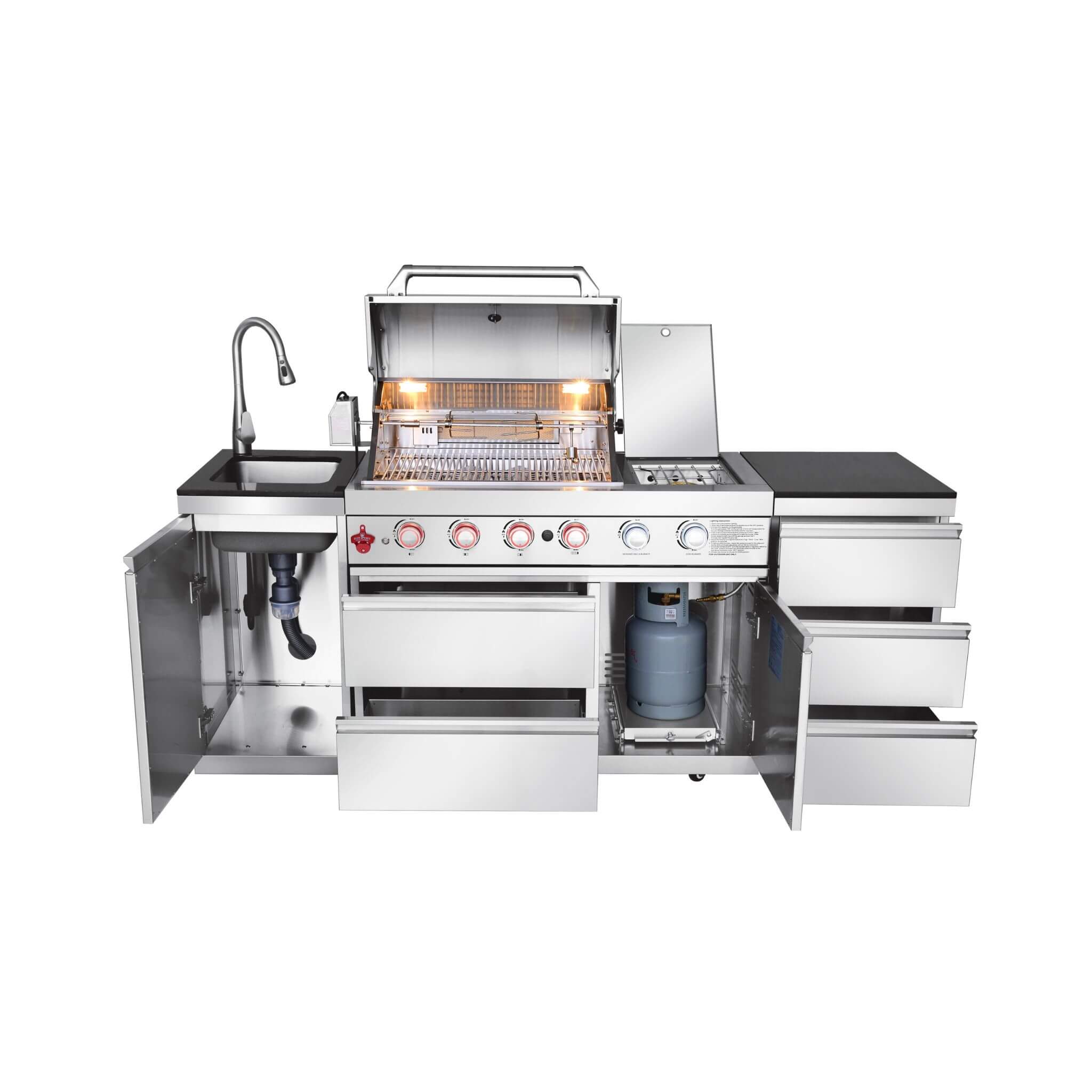 Castelle Flame Deluxe 4-Burner 72,000 BTU Stainless Steel BBQ Island (SAK31425)