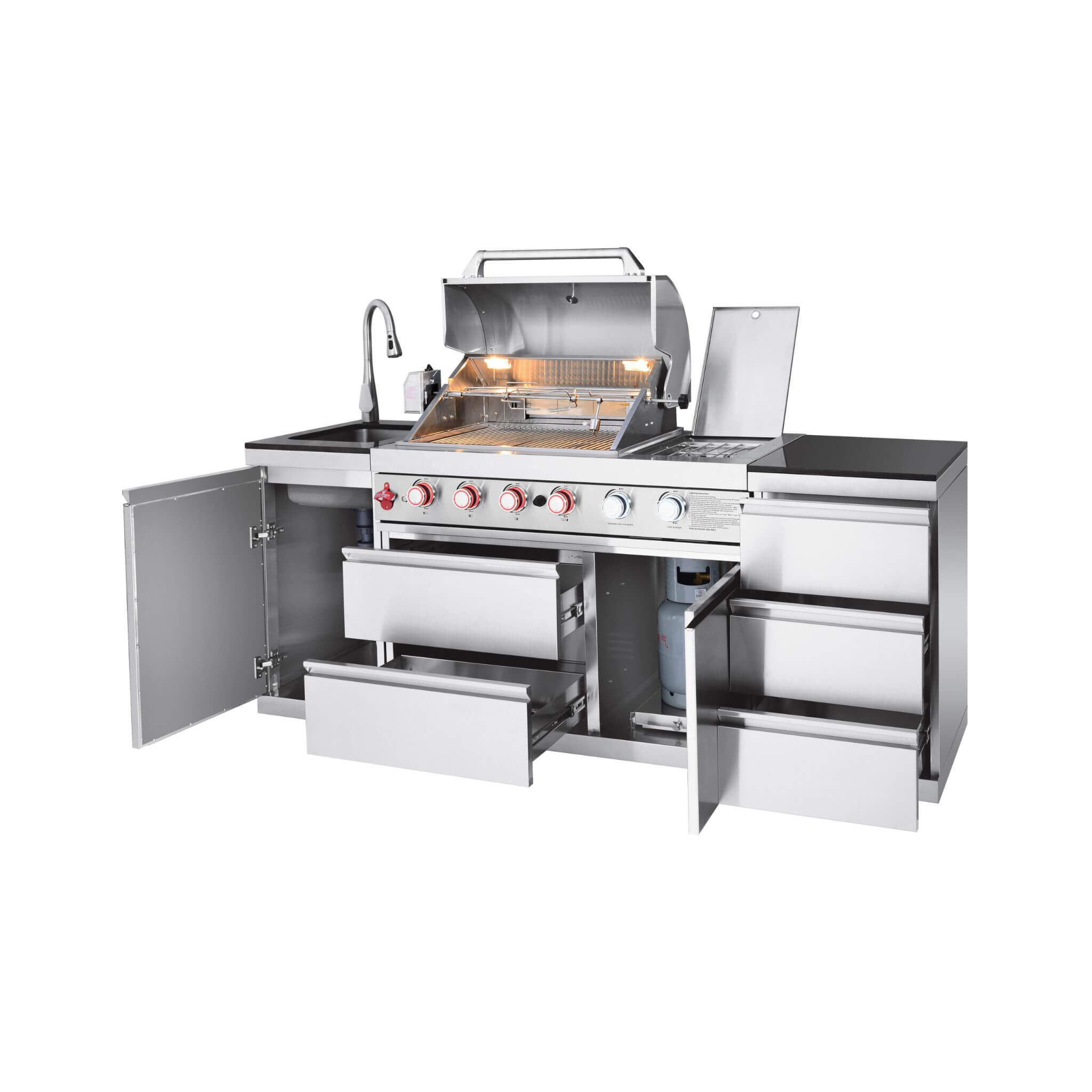 Castelle Flame Deluxe 4-Burner 72,000 BTU Stainless Steel BBQ Island (SAK31425)