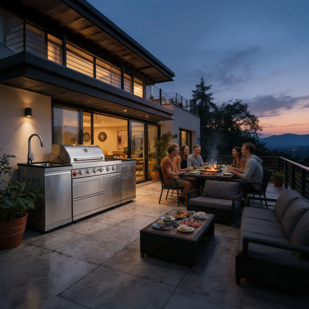 Castelle Flame Deluxe 4-Burner 72,000 BTU Stainless Steel BBQ Island (SAK31425)