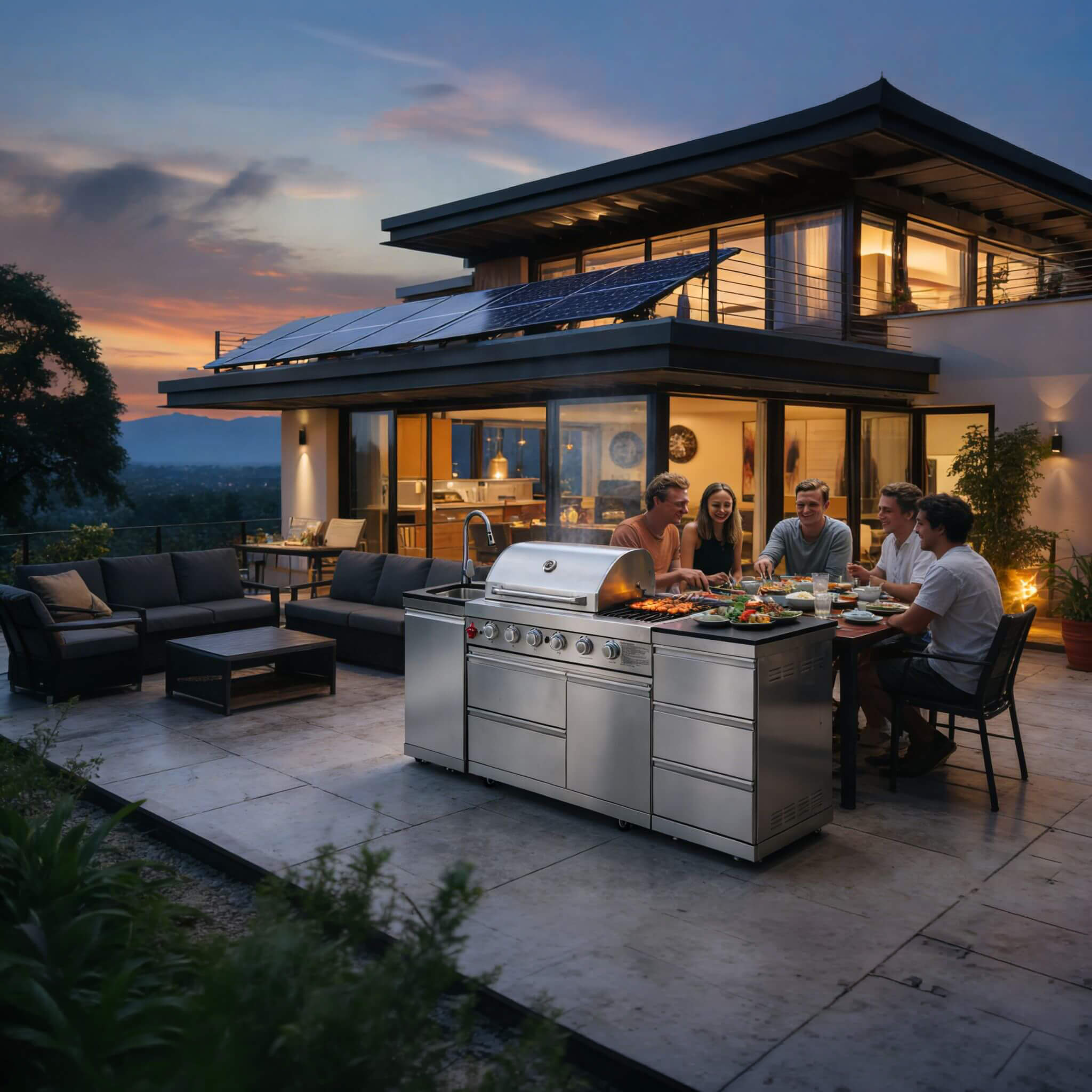 Castelle Flame Deluxe 4-Burner 72,000 BTU Stainless Steel BBQ Island (SAK31425)