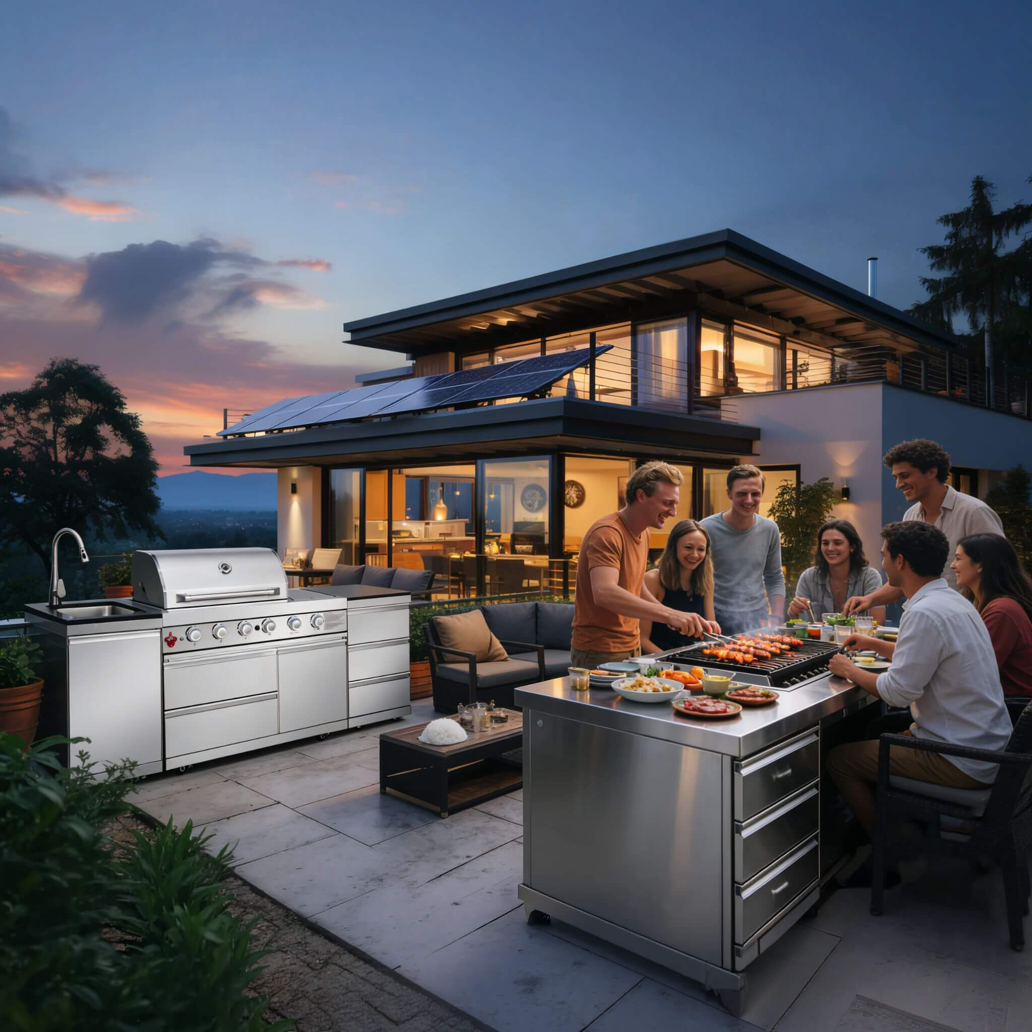 Castelle Flame Deluxe 4-Burner 72,000 BTU Stainless Steel BBQ Island (SAK31425)