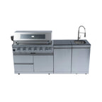 Castelle Flame Granite Outdoor BBQ Kitchen Island with 43-Inch 6-Burner Grill and Sink (SAK73518)