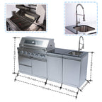 Castelle Flame Granite Outdoor BBQ Kitchen Island with 43-Inch 6-Burner Grill and Sink (SAK73518)