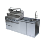 Castelle Flame Granite Outdoor BBQ Kitchen Island with 43-Inch 6-Burner Grill and Sink (SAK73518)
