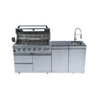 Castelle Flame Granite Outdoor BBQ Kitchen Island with 43-Inch 6-Burner Grill and Sink (SAK73518)
