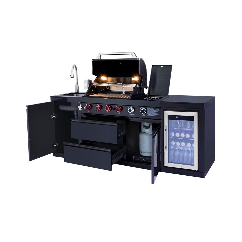 Castelle Flame Monarch 4-Burner BBQ Island with Fridge and Sink (SAK68127)