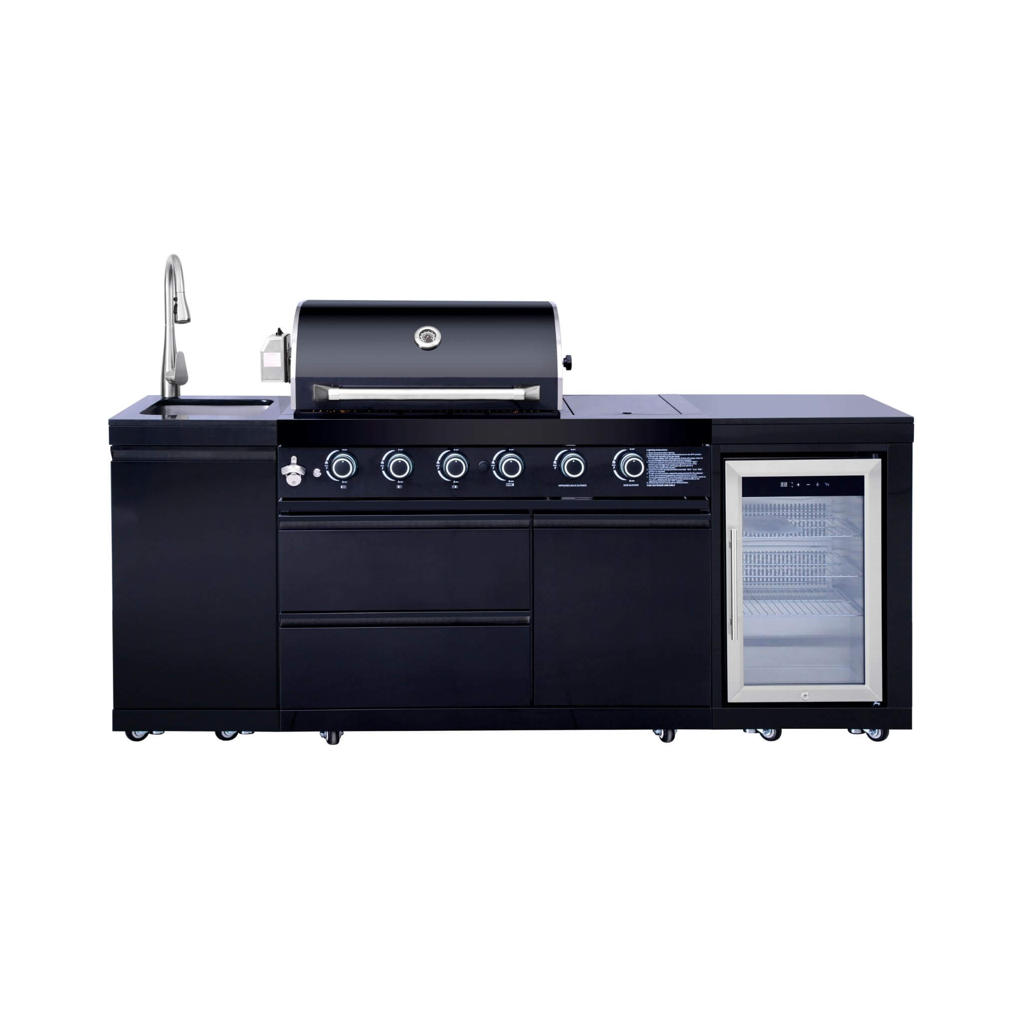 Castelle Flame Monarch 4-Burner BBQ Island with Fridge and Sink (SAK68127)