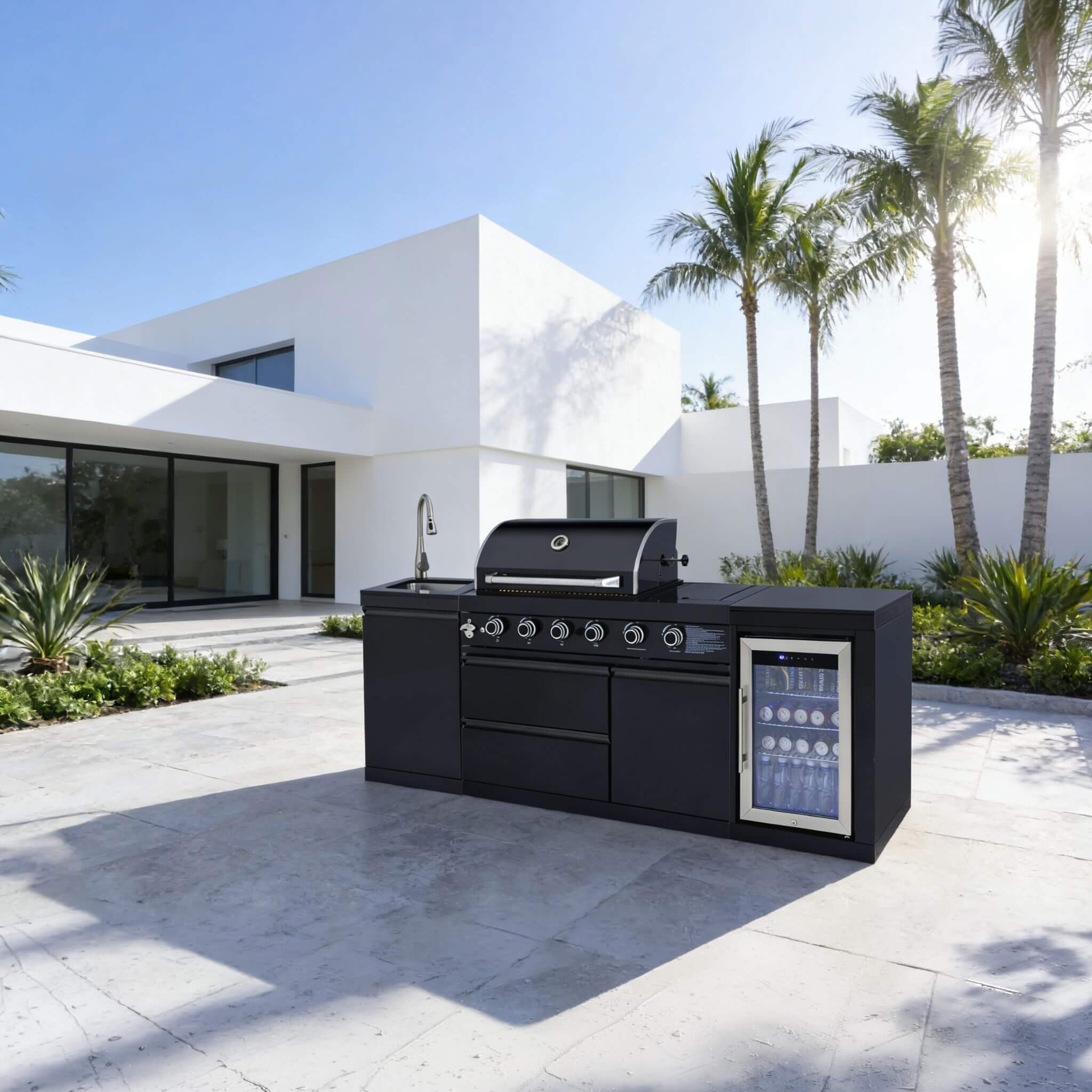 Castelle Flame Monarch 4-Burner BBQ Island with Fridge and Sink (SAK68127)