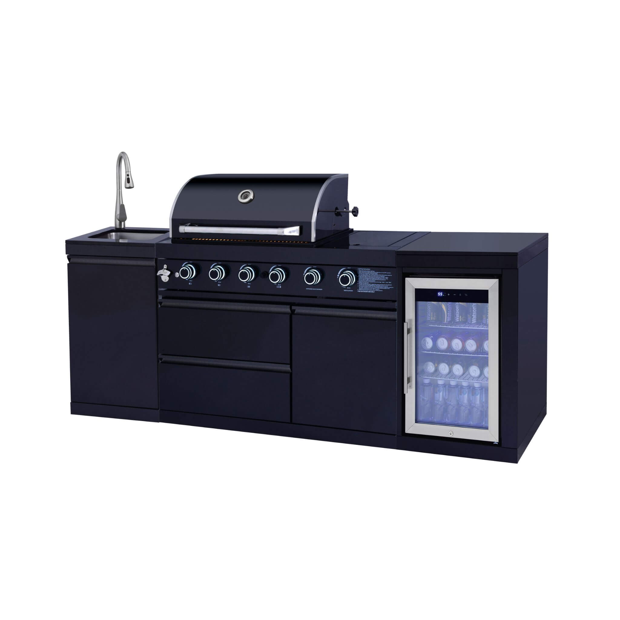 Castelle Flame Monarch 4-Burner BBQ Island with Fridge and Sink (SAK68127)