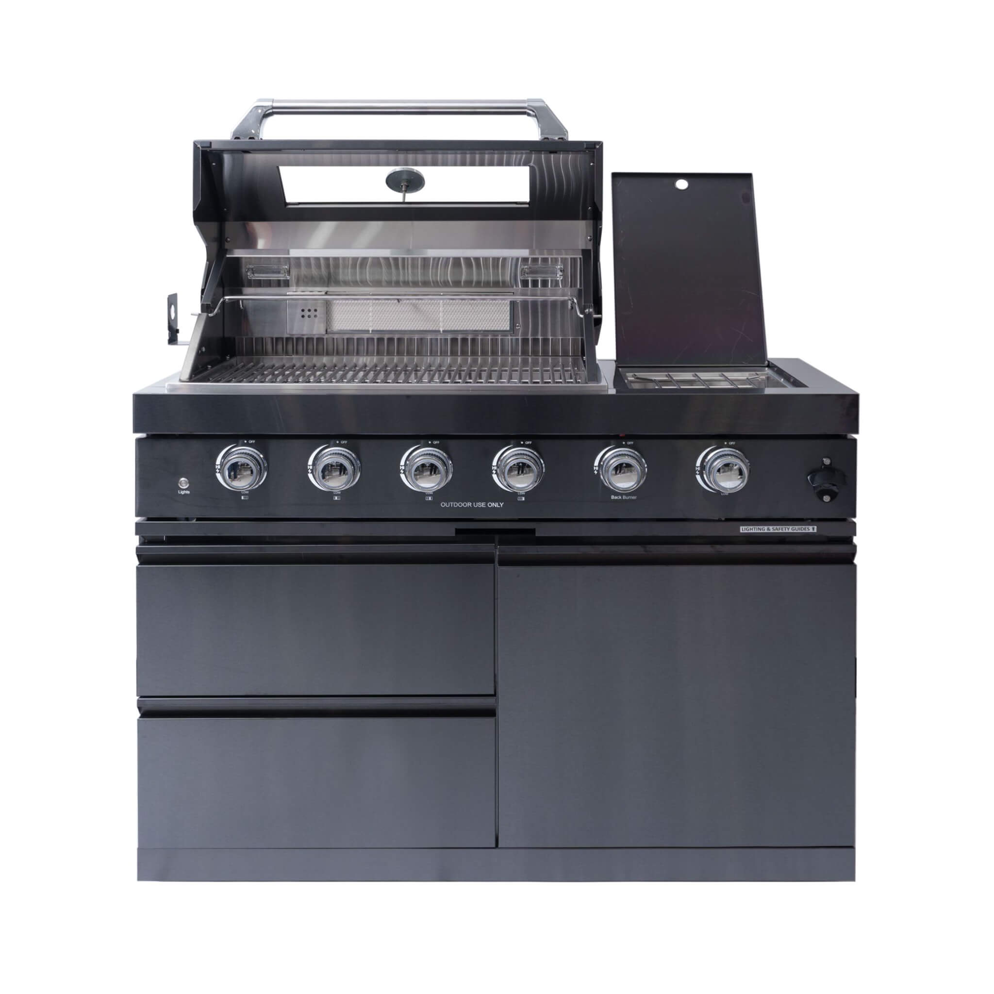 Castelle Flame Black Stainless Steel 4-Burner Gas Grill with Rotisserie Kit (SAK48157)