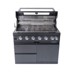 Castelle Flame 6-Burner Black Stainless Steel Outdoor Kitchen Island with Rotisserie (SAK82641)