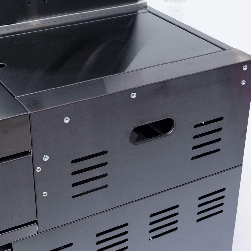 Castelle Flame 6-Burner Black Stainless Steel Outdoor Kitchen Island with Rotisserie (SAK82641)