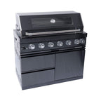 Castelle Flame 6-Burner Black Stainless Steel Outdoor Kitchen Island with Rotisserie (SAK82641)