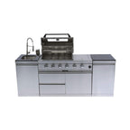 Castelle Flame Professional Series Stainless Steel Outdoor Kitchen Island with 46-Inch 4-Burner Grill & Rotisserie - SAK93192