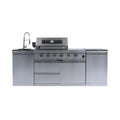 Castelle Flame Professional Series Stainless Steel Outdoor Kitchen Island with 46-Inch 4-Burner Grill & Rotisserie - SAK93192