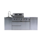 Castelle Flame Professional Series Stainless Steel Outdoor Kitchen Island with 46-Inch 4-Burner Grill & Rotisserie - SAK93192