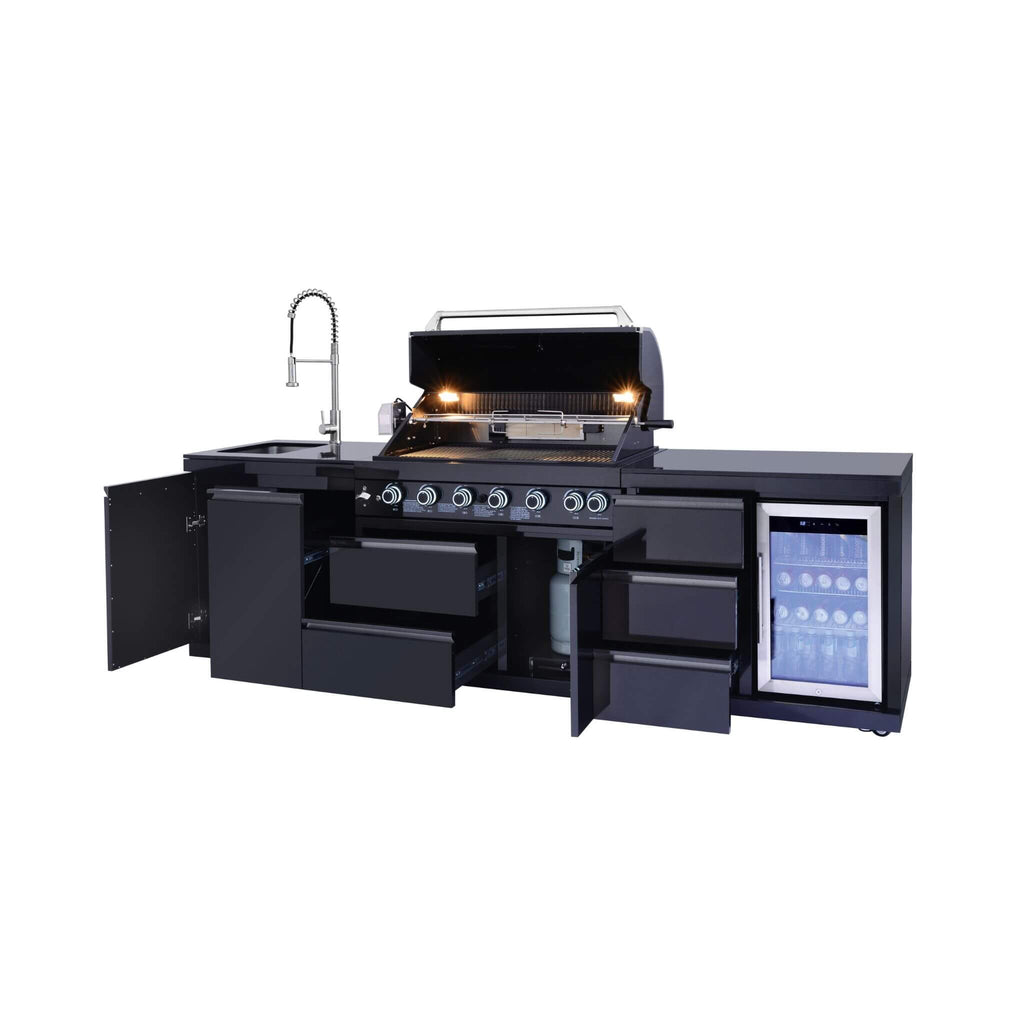 Castelle Flame Summit 6-Burner BBQ Island with Sink and Fridge (SAK59238)