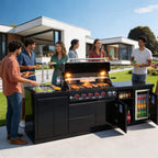 Castelle Flame Summit 6-Burner BBQ Island with Sink and Fridge (SAK59238)