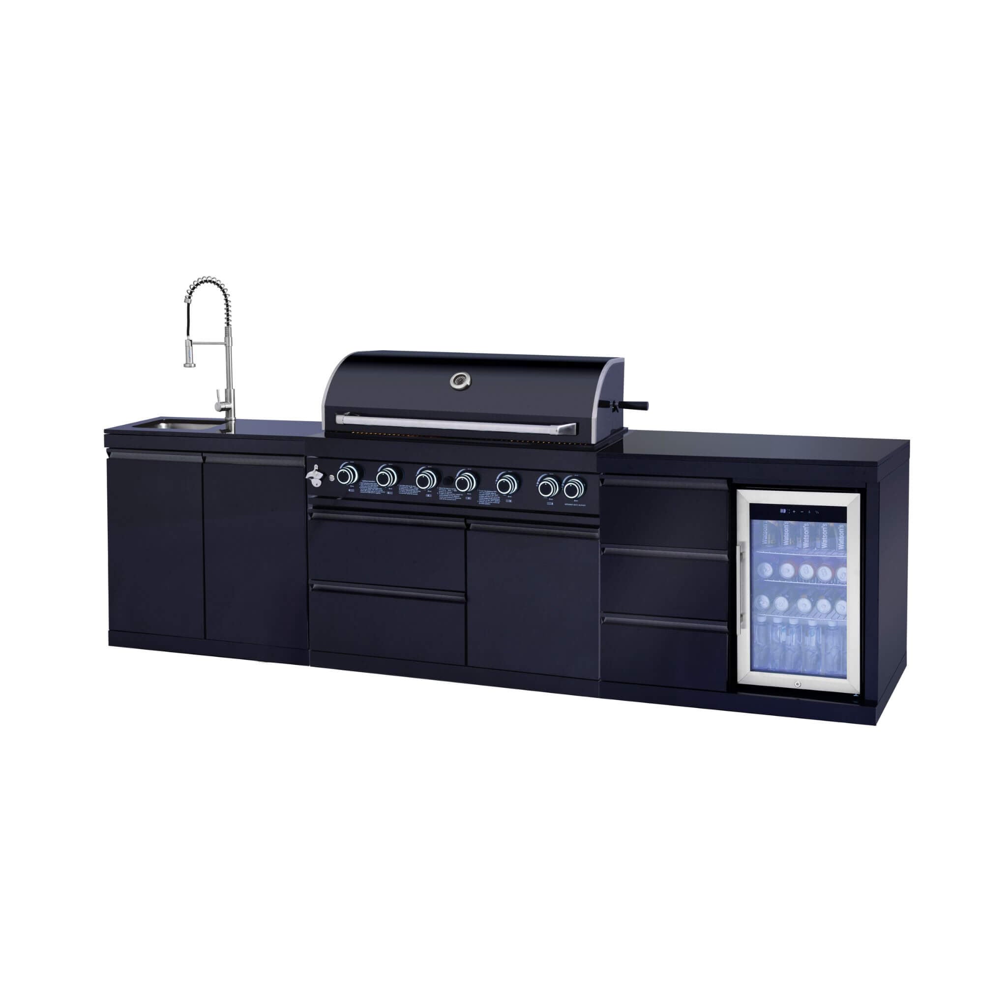 Castelle Flame Summit 6-Burner BBQ Island with Sink and Fridge (SAK59238)
