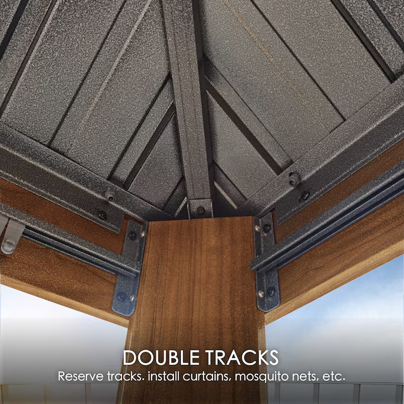 Apollo 12' x 20' Hardtop Gazebo with Wood-Grain Finish