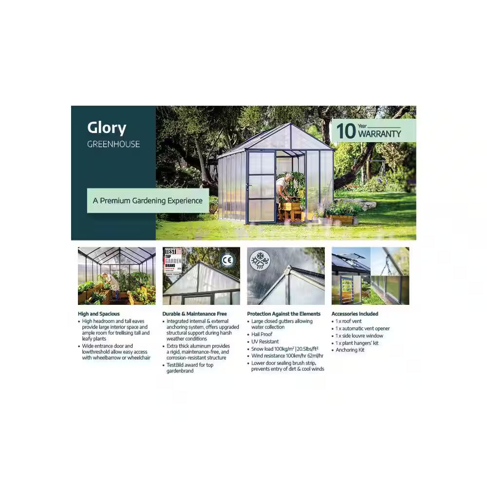 Glory 8 Ft. X 8 Ft. Gray/Diffused DIY Greenhouse Kit