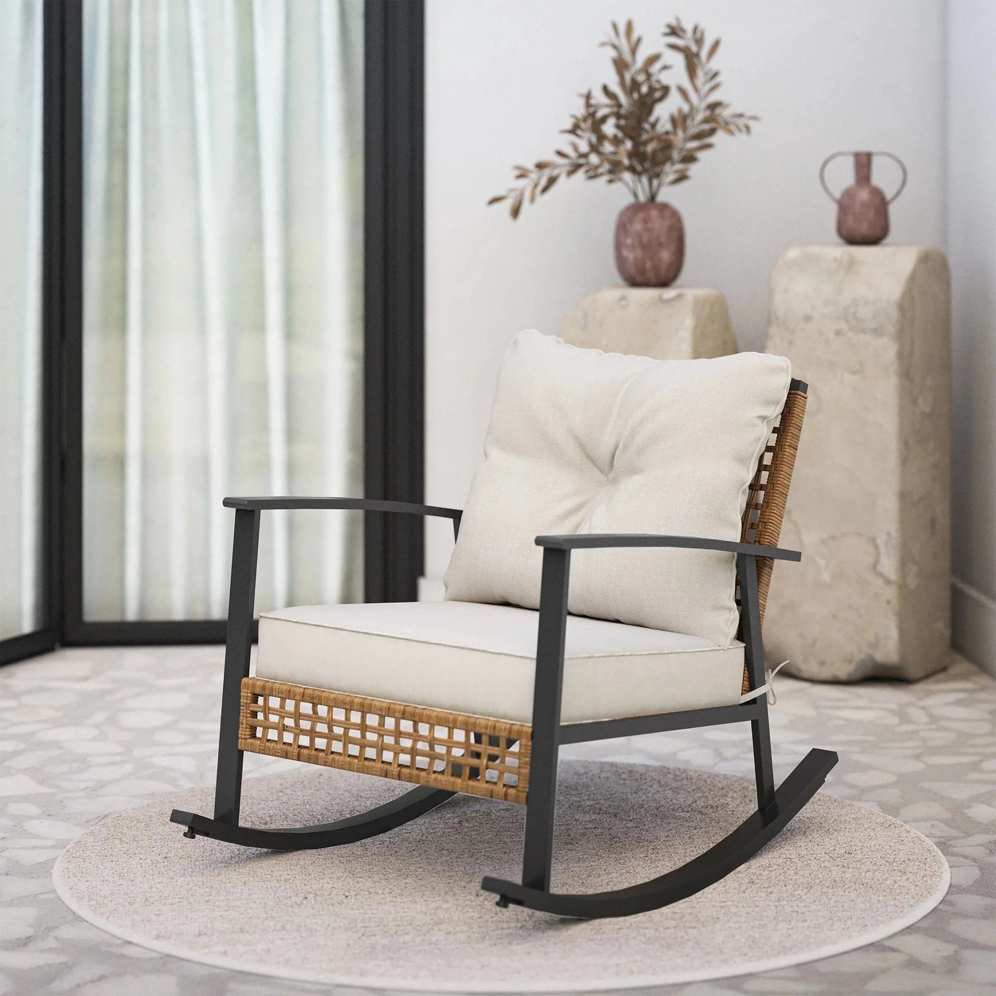 Canva Home Sculptural Rattan Rocking Armchair