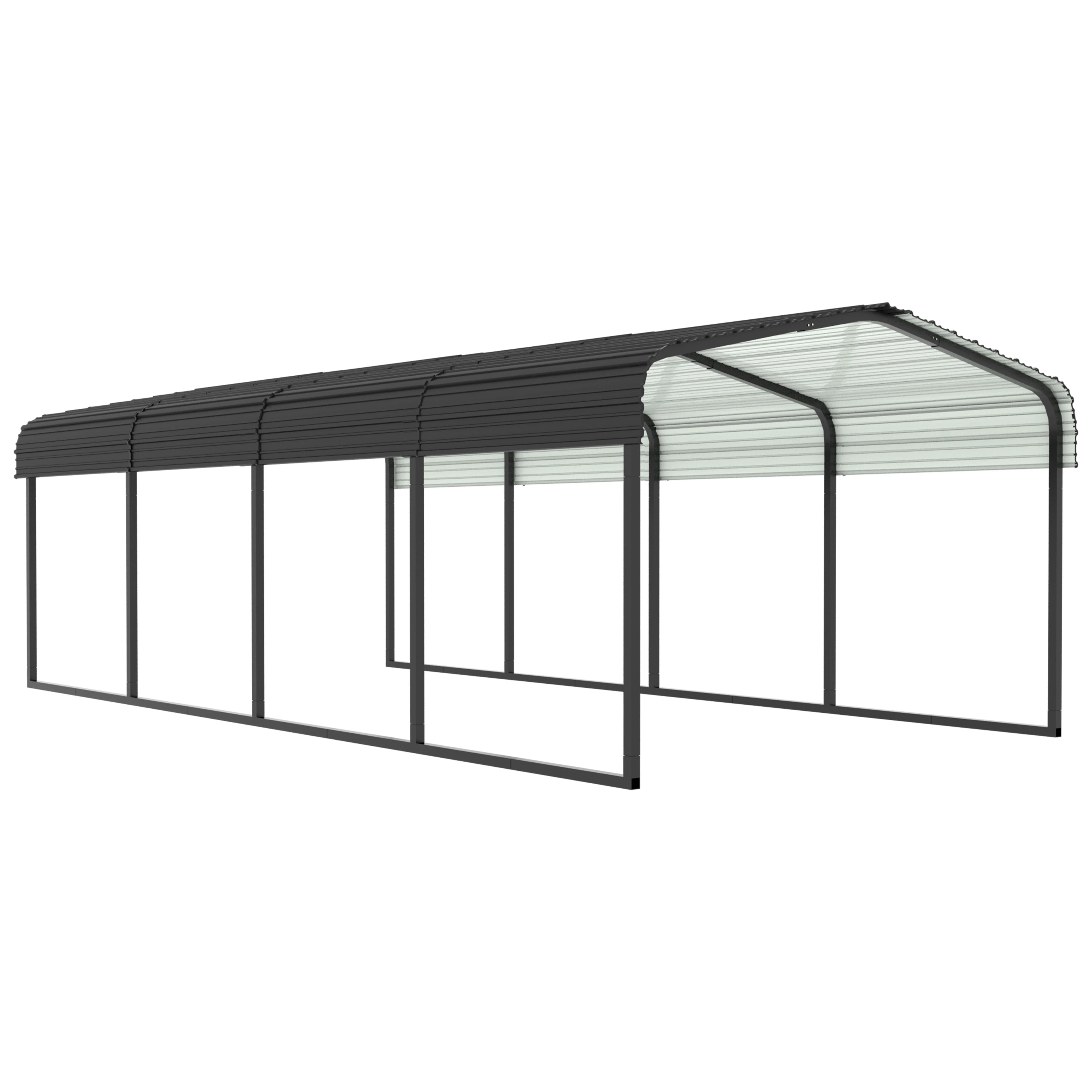 20' x 12' Heavy-Duty Galvanized Steel Carport and All-Weather Vehicle Shelter - Gray