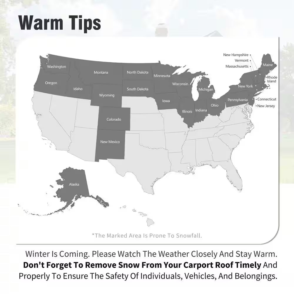 14 Ft. X 25 Ft. Carport Steel RV Car Canopy Shelter in Black