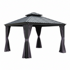 Kozyard 12' x 14' Hardtop Aluminum Gazebo with Integrated Privacy Suite