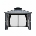 Kozyard 12' x 14' Hardtop Aluminum Gazebo with Integrated Privacy Suite