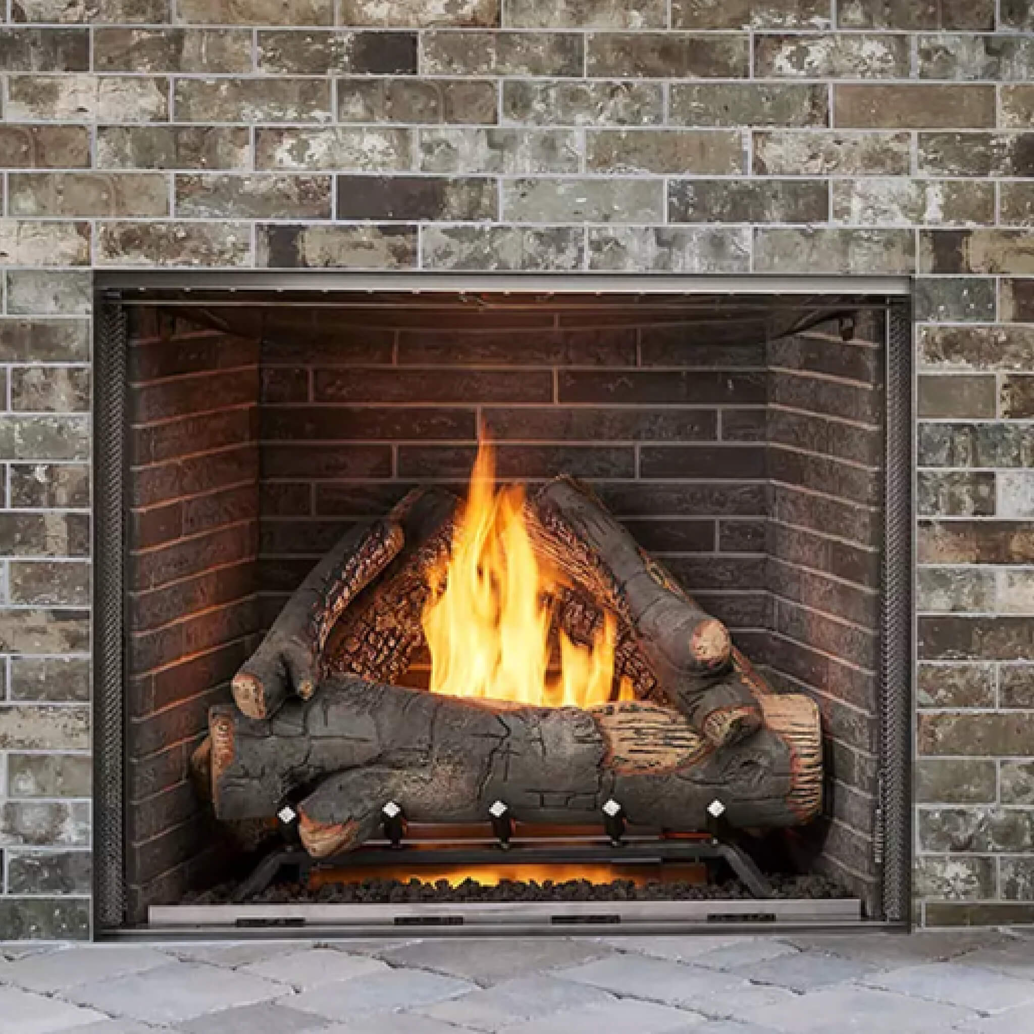 Majestic Courtyard Traditional Stacked Brick Outdoor Gas Fireplace [ODCOUG-36/42SSL]