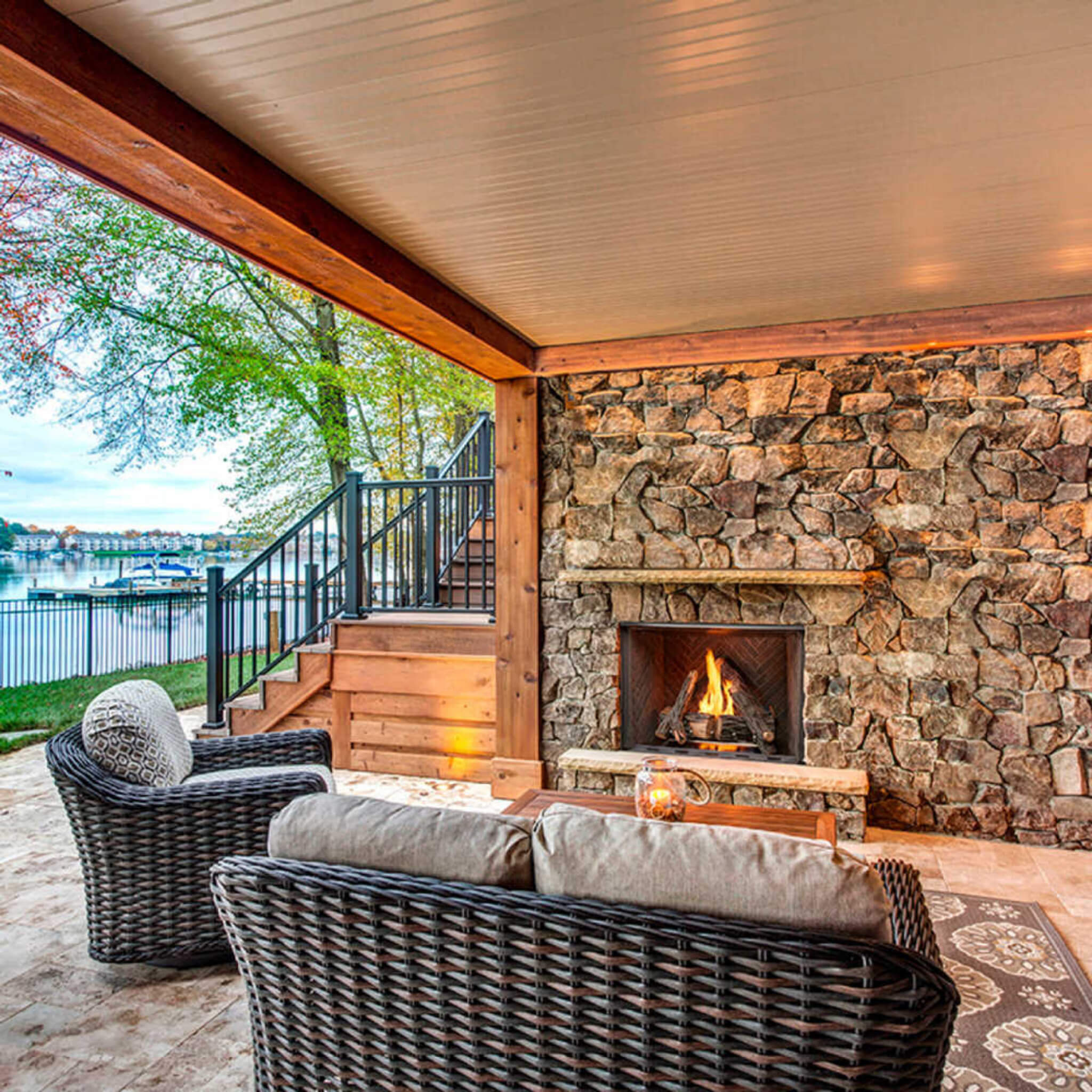 Majestic Courtyard Traditional Stacked Brick Outdoor Gas Fireplace [ODCOUG-36/42SSL]