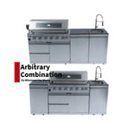 Castelle Flame 96-Inch Professional Outdoor Kitchen Island with 6-Burner Grill & Rotisserie (SAK95623)