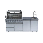 Castelle Flame 96-Inch Professional Outdoor Kitchen Island with 6-Burner Grill & Rotisserie (SAK95623)