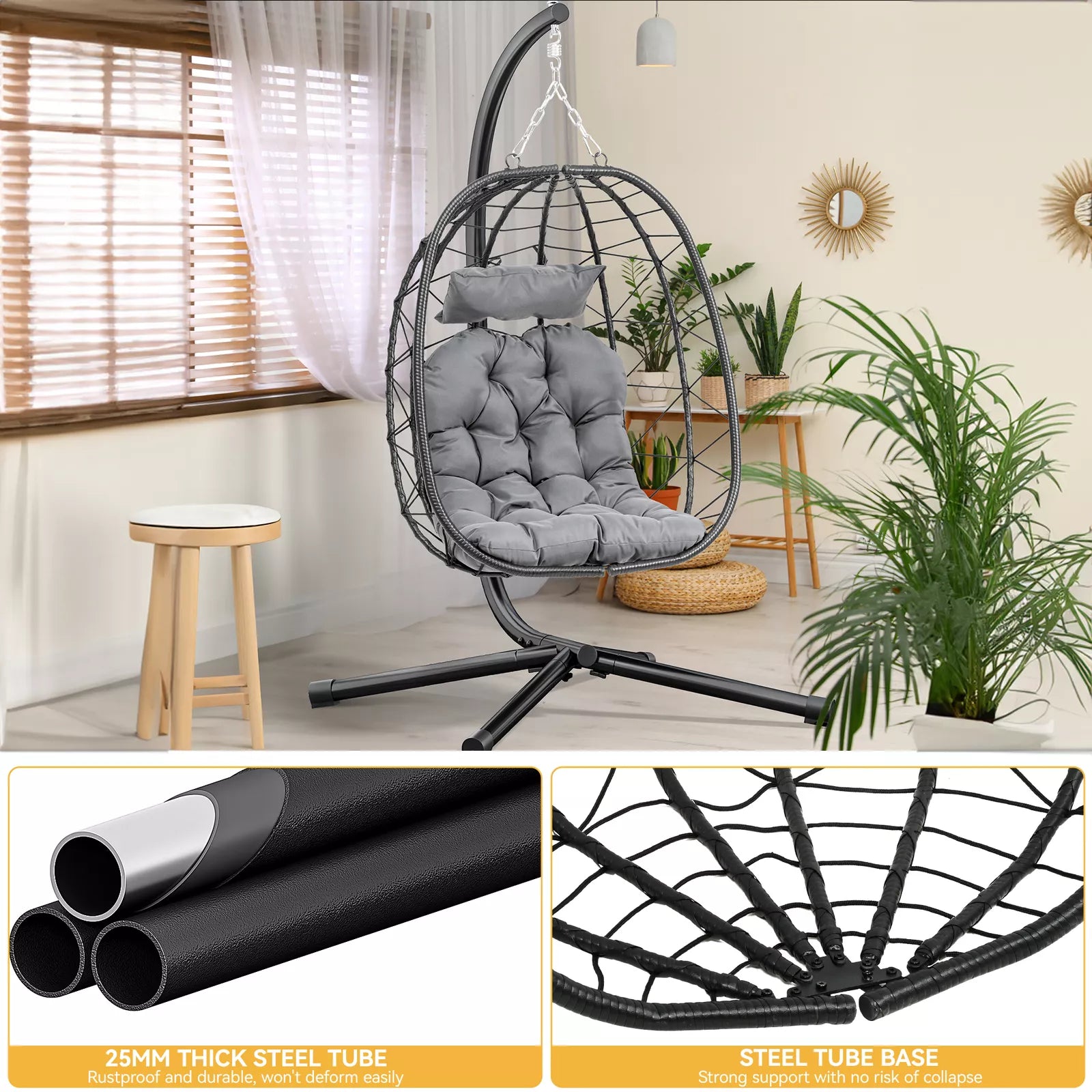 Canva Home Serenity Hanging Egg Chair with Stand