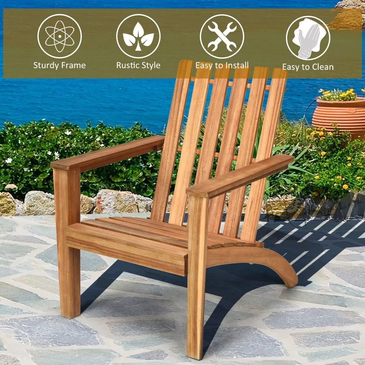 Noor Acacia Wood Adirondack Chair