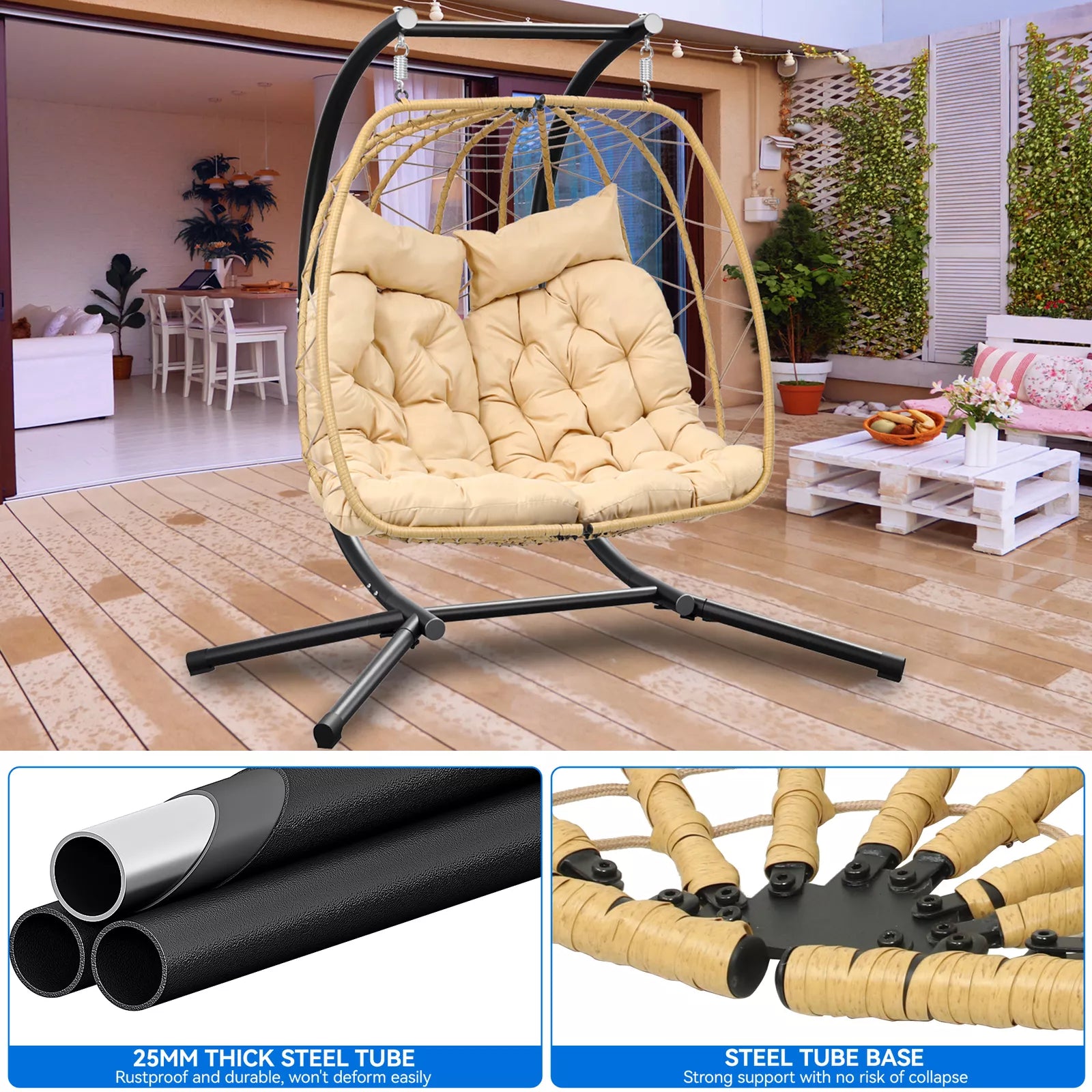 Canva Home Serenity 2-Seater Hanging Egg Chair