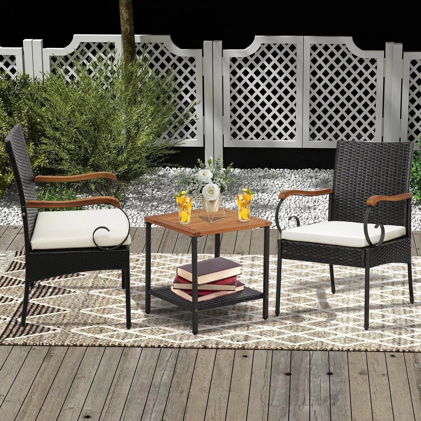 Mclean Hand-Woven Rattan Armchair Set