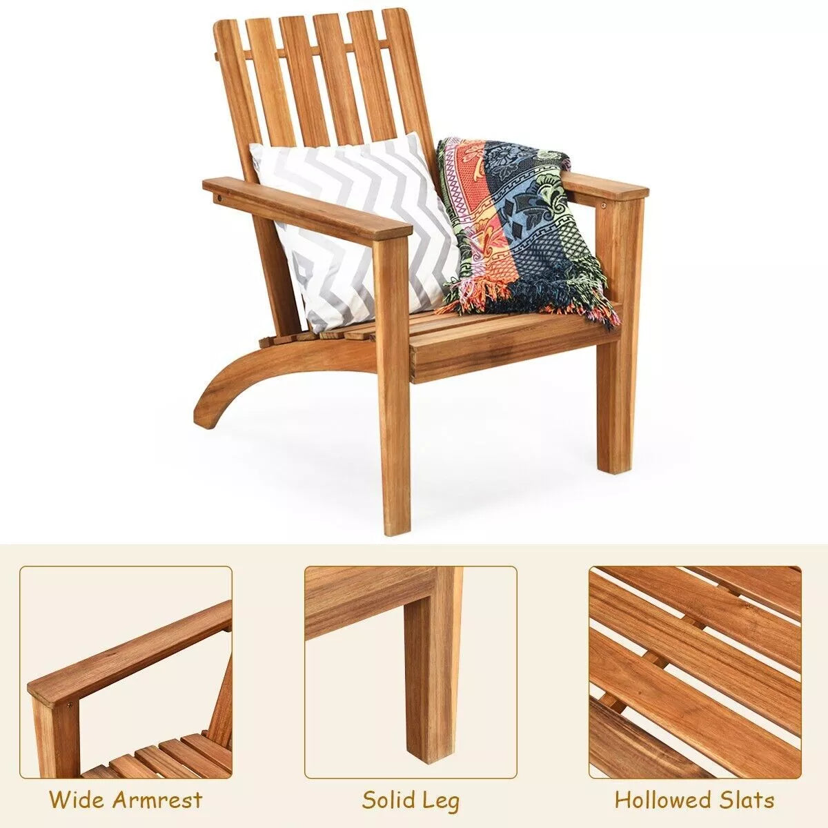 Noor Acacia Wood Adirondack Chair