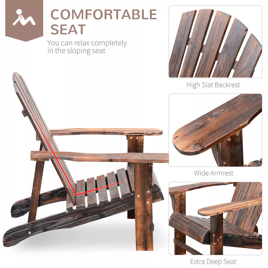 Heritage Solid Wood Adirondack Lounger with Integrated Ottoman