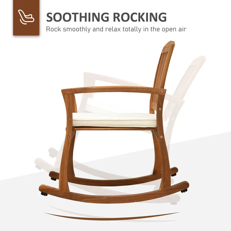 Dorothy Acacia Wood & Cream Cushion Rocking Chair