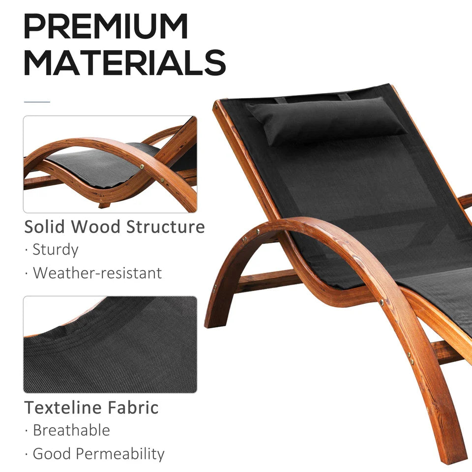 Cochran Teak-Finished Pine & Mesh Chaise Lounger