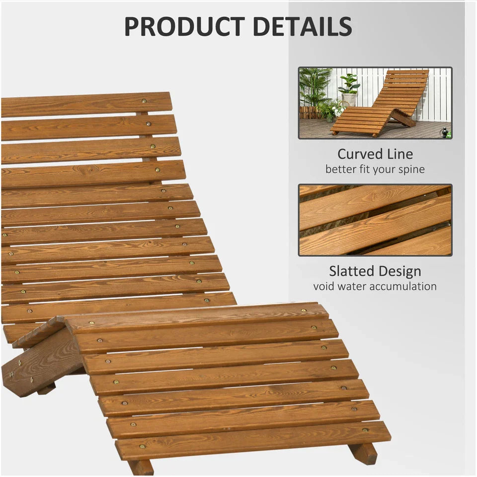 Crosby Larch Wood Adjustable Outdoor Lounge Chair