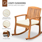 Dorothy Acacia Wood & Cream Cushion Rocking Chair